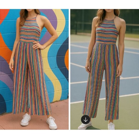 Amanda Uprichard Aviva Jumpsuit Stripe Dopamine Dressing Y2K Indie Vanguard Retr - Picture 2 of 14